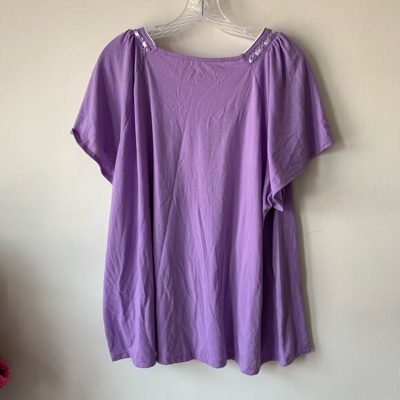 Earth Angels Purple Women's Twee Coquette Shirt With Ribbon Bow Size 3X - Picture 2 of 6